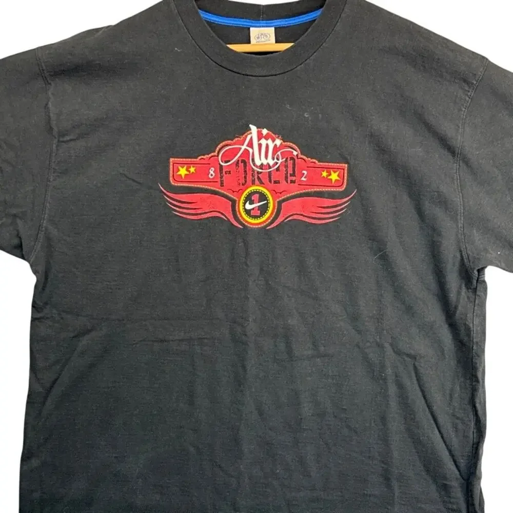 Nike Blue Ribbon Sports AF1 Air Force 1 Black Red Swoosh T Shirt Men XL